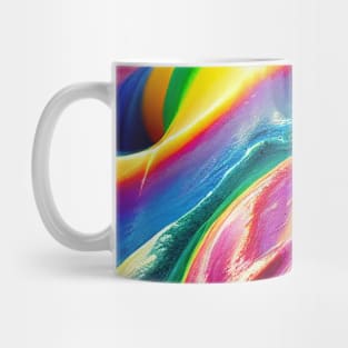 Liquid Colors Flowing Infinitely - Heavy Texture Swirling Thick Wet Paint - Abstract Inspirational Rainbow Drips Mug